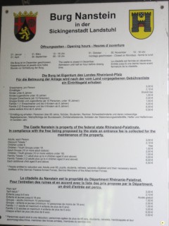 Nanstein Castle-schedule and entrance fees