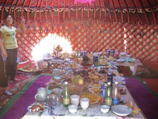 Ala Archa National Park-party inside yurt