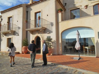 Gianni and Vittorio in front of Resort Borgo San Rocco, Savoca