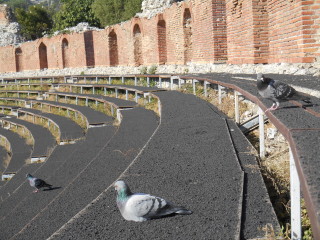 Greek theatre taormina under Etna ash