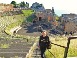 Greek theatre taormina under Etna ash