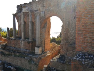 Greek theatre taormina under Etna ash