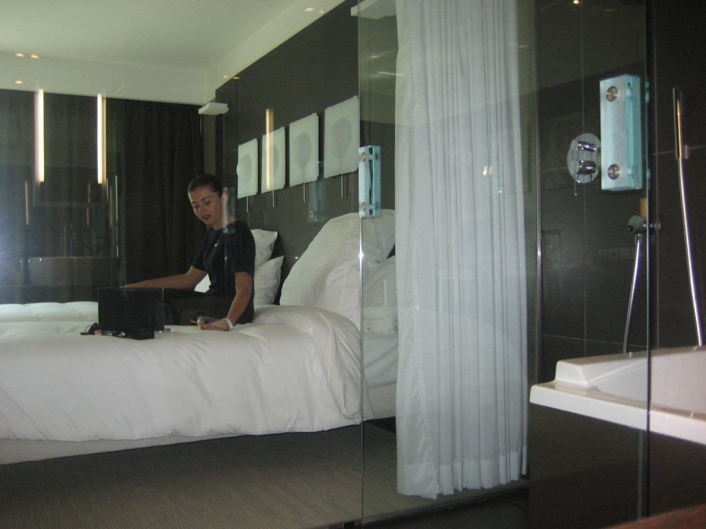 In the hotel in Lourdes, France