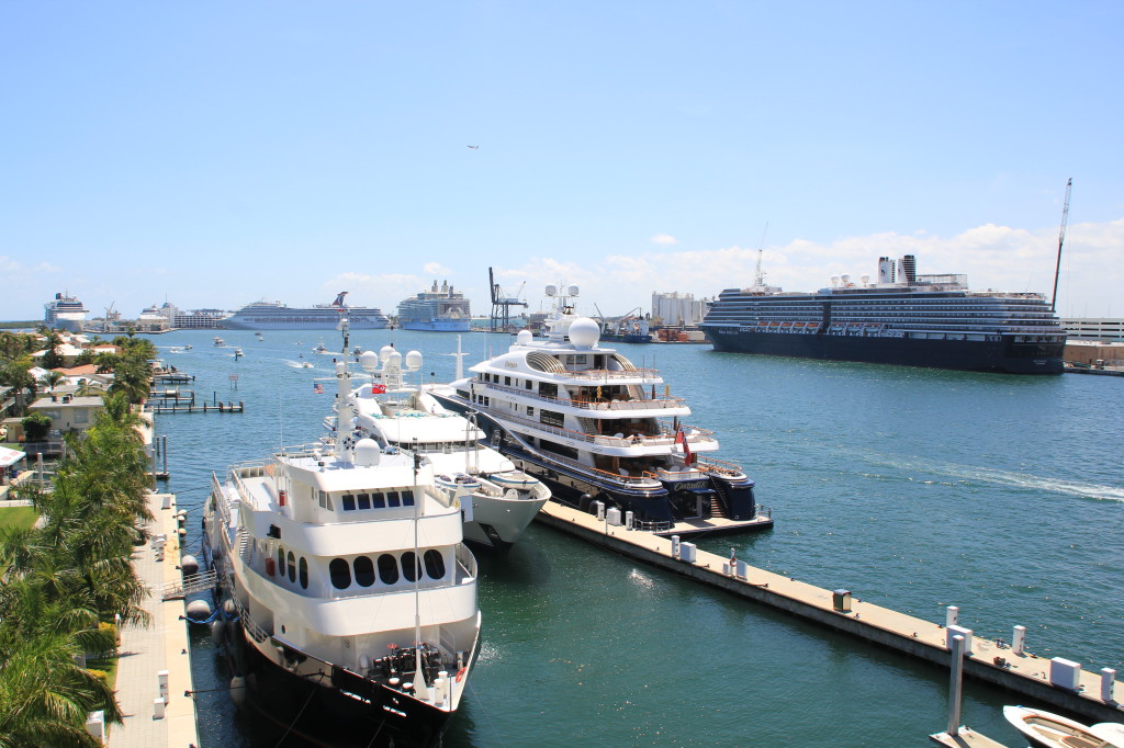 Fort Lauderdale yachts and cruise ships in the port
