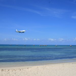 Plane Over Beach Jamaica