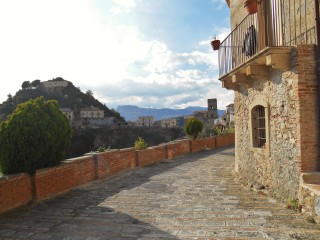 In front of Resort Borgo San Rocco, Savoca