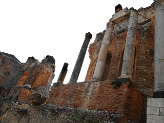 Greek theatre taormina under Etna ash