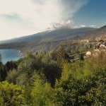 Mount Etna eruption seen from Taormina