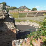 Greek theatre taormina under Etna ash
