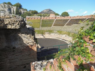 Greek theatre taormina under Etna ash