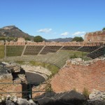 Greek theatre taormina under Etna ash