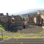 Greek theatre taormina under Etna ash