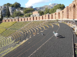 Greek theatre taormina under Etna ash