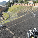 Greek theatre taormina under Etna ash