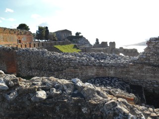 Greek theatre taormina under Etna ash