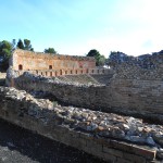 Greek theatre taormina under Etna ash
