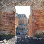 Greek theatre taormina under Etna ash