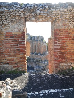 Greek theatre taormina under Etna ash