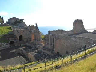 Greek theatre taormina under Etna ash