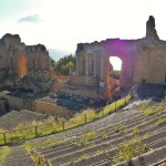 Greek theatre taormina under Etna ash