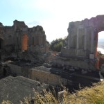 Greek theatre taormina under Etna ash