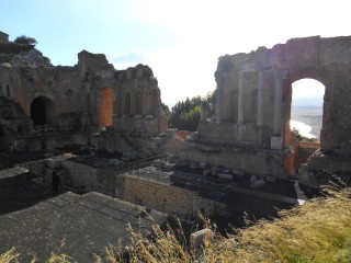 Greek theatre taormina under Etna ash