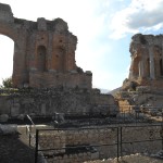 Greek theatre taormina under Etna ash