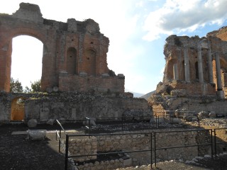 Greek theatre taormina under Etna ash