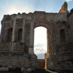 Greek theatre taormina under Etna ash
