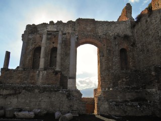 Greek theatre taormina under Etna ash